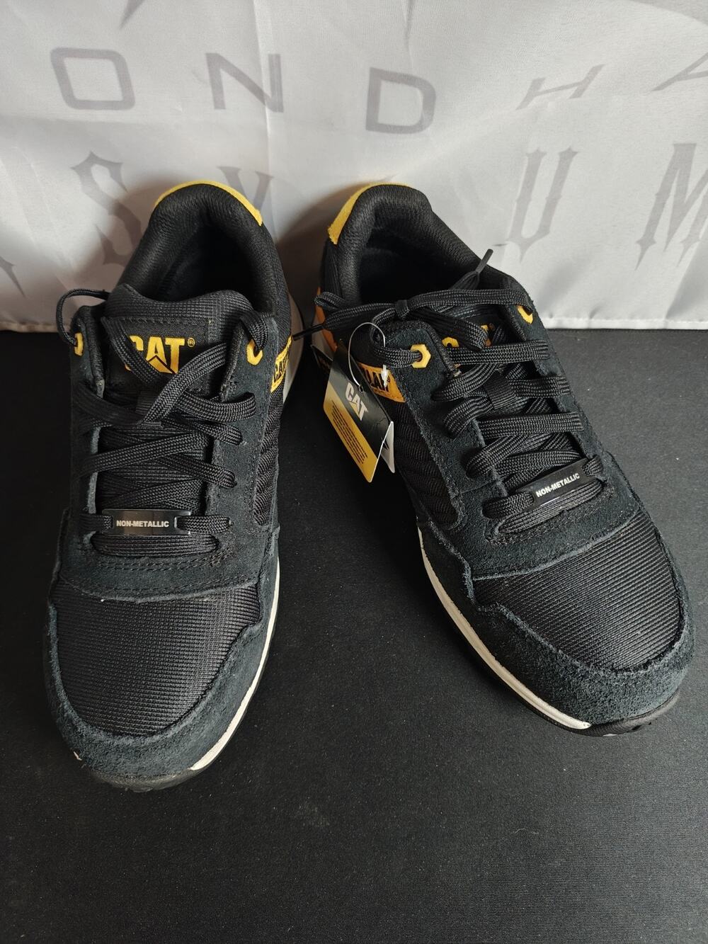 CAT Caterpillar $110 Womens 7.5 Venward Composite Toe Work Shoe Black Yellow NWT